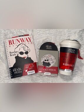 NEW The Devil Wears Prada Compact Mirror, Set of 3 Face Masks, Bath Salts in Mug